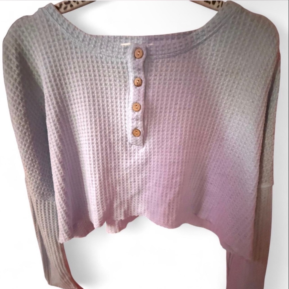 Women's Waffle Knit Crop Top - Light Purple